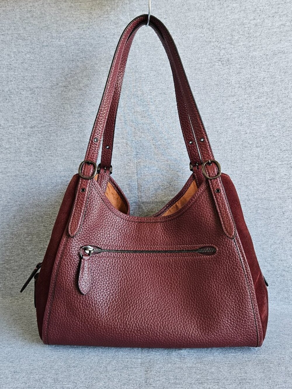 Coach Lori Shoulder Bag C5265 Pebbled Leather And Suede Satchel Hobo Gunmetal - Picture 2 of 16